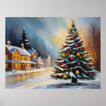 Festive Snowy Cabins med Julgran
