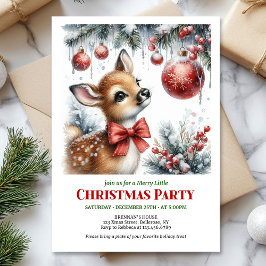 Festive snowy forest baby deer Christmas invite Inbjudningar