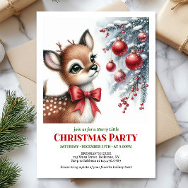 Festive snowy forest baby deer Christmas invites Inbjudningar