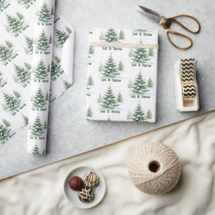 Festive Snowy Julgran Låt det snöa Presentpapper
