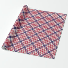 Festive Snyggt Red White & Blue Tartan Mönster Presentpapper
