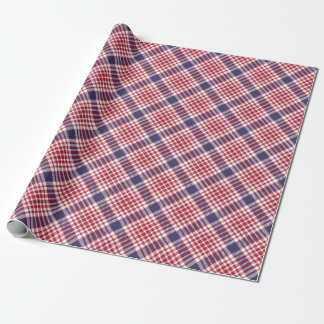 Festive Snyggt Red White & Blue Tartan Mönster Presentpapper