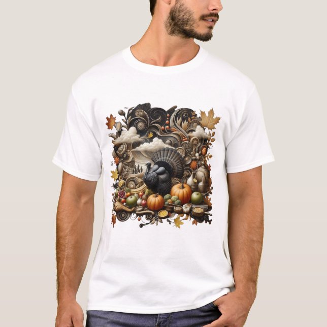 Festive & Snyggt Thanksgiving T-Shirt (Framsida)