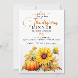 Festive Solros & Pumpkin Thanksgiving Dinner Inbjudningar