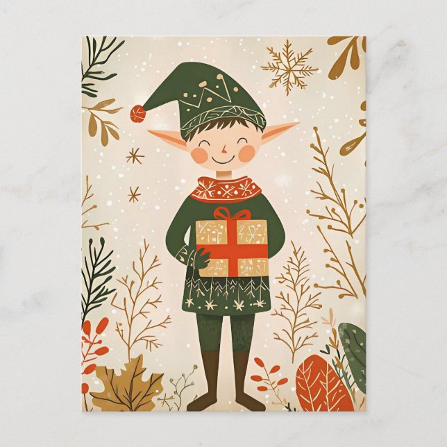 Festive söt Gnome-juljul Hälsning Vykort (Framsida)