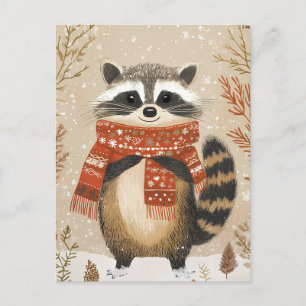 Festive, söt Racoon-jul Hälsning Vykort