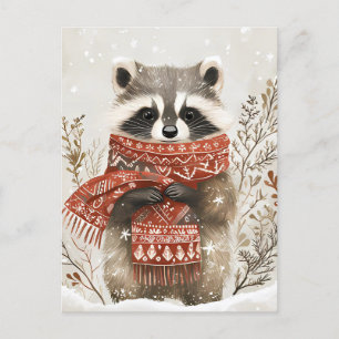 Festive, söt Racoon-jul Hälsning Vykort