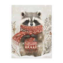 Festive, söt Racoon-jul Hälsning