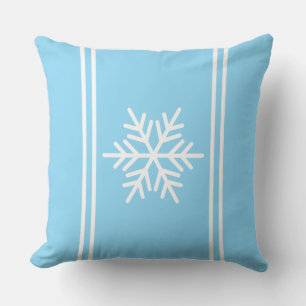 Festive Söt Snowflake Light Blue White Rand Kudde