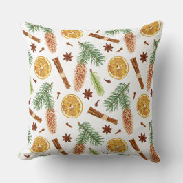 Festive Spice Orange Grönt Winter Mönster Kudde