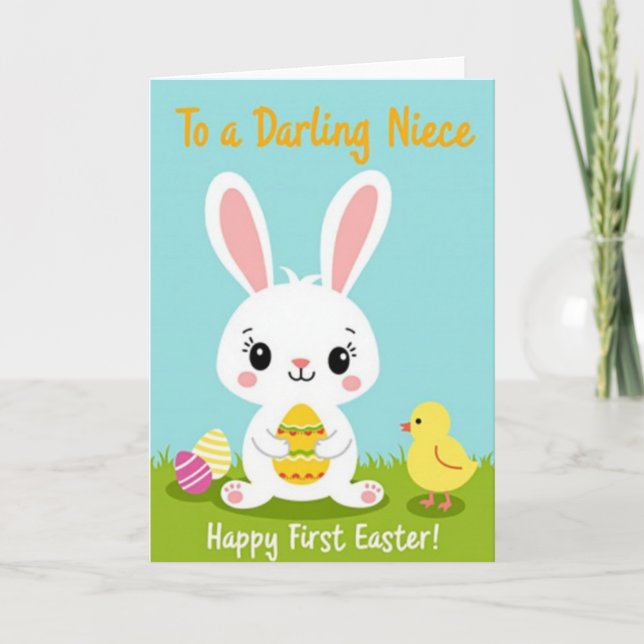 Festive Spring Rabbit Celebration Card Kort (Framsida)
