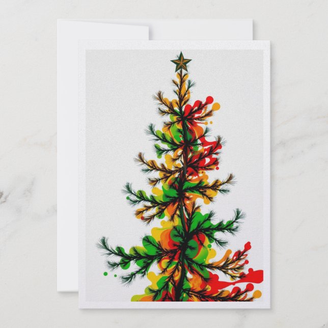 Festive Stänk Julgran Julkort (Framsida)
