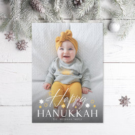 Festive Starry Lycklig Hanukkah Photo Julkort