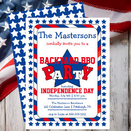 Festive Stars och stripes Patriotic juli 4:e BQ I Inbjudningar