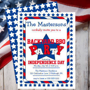 Festive Stars och stripes Patriotic juli 4:e BQ I Inbjudningar