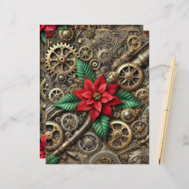 Festive Steampunk Rör och Gears med Poinsettia