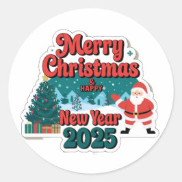 Festive Stickers, ändlös Roligt: Gott nytt år 2025 Runt Klistermärke
