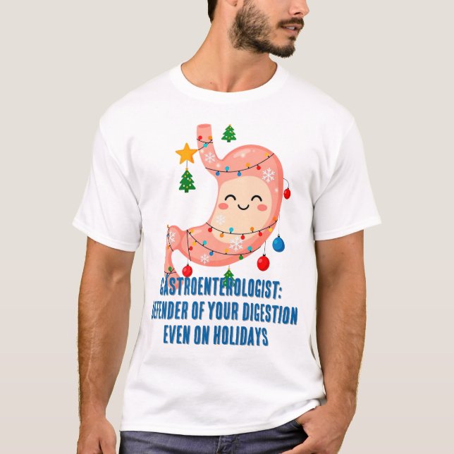 Festive Stomach Cartoon for Holiday Gastro Heroes T Shirt (Framsida)