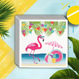 Festive Summer Beach Rosa Flamingo Baby Shower Pappersservett