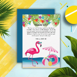 Festive Summer Beach Rosa Flamingo Baby Shower Tack Kort