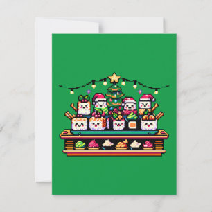 Festive Sushi Julgran - Cute Pixel Art Inbjudningar