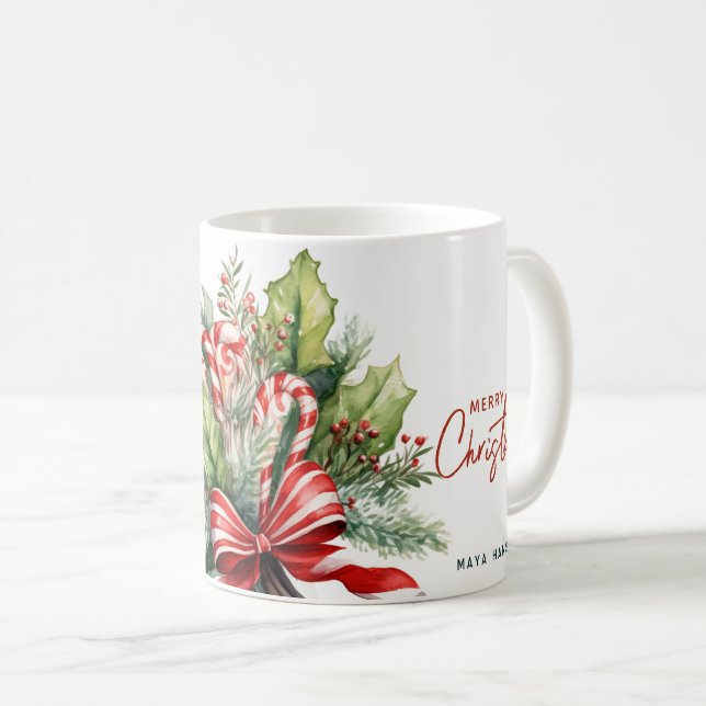 Festive Sweet Polkagrisars Anpassningsbar jul Kaffemugg (Framsida höger)