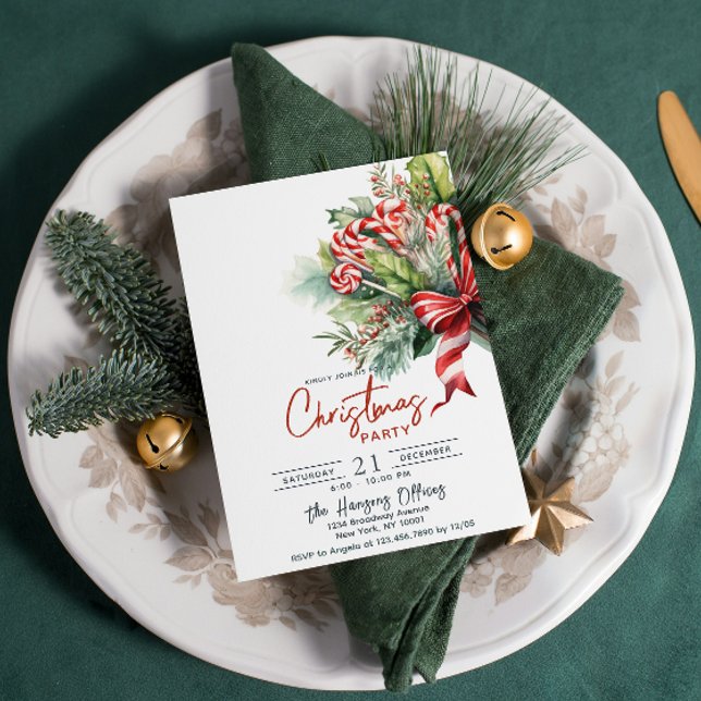 Festive Sweet Polkagrisars jul Party Inbjudningar (Skapare uppladdad)