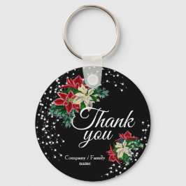 Festive Tack Poinsettia Black Nyckelring