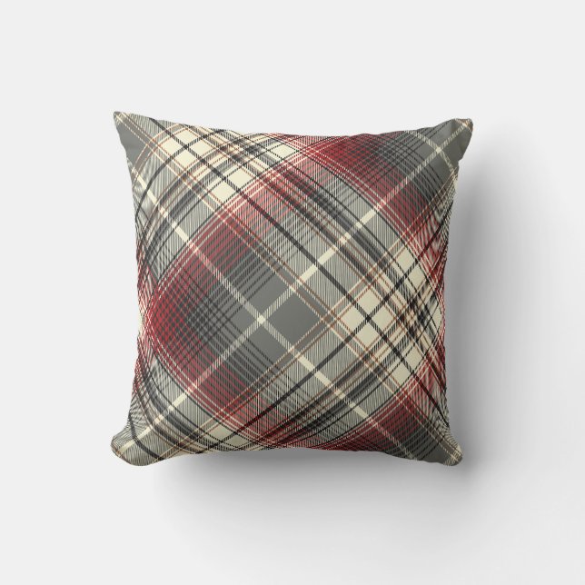 Festive Tartan Grått Red plaid mönster Kudde (Framsida)