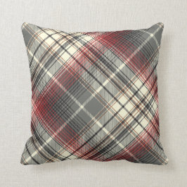 Festive Tartan Grått Red plaid mönster Kudde