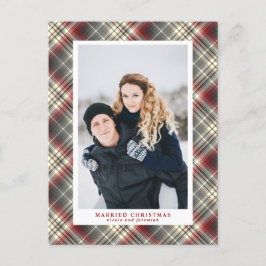 Festive Tartan Red Grått Married jul Photo Helg Vykort