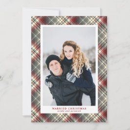 Festive Tartan Red Grått Married jul Photo Julkort