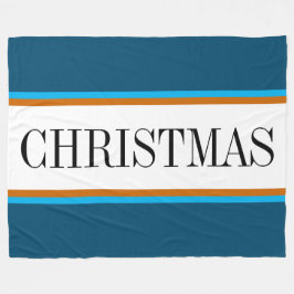 Festive Teal Blue White Brown CHRISTMAS Rand Fleecefilt