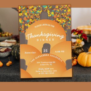 Festive Terrazzo Pumpkin Thanksgiving Dinner Inbjudningar