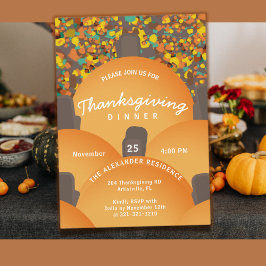 Festive Terrazzo Pumpkin Thanksgiving Dinner Inbjudningar