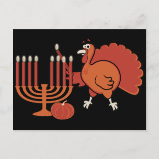 Festive 'Thanksdiskukkah' Vykort