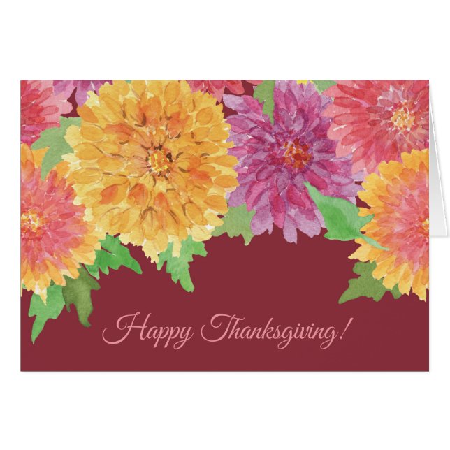 Festive Thanksgiving Chrysanthemum Greeting Card Hälsningskort (Framsidan Horizontal)