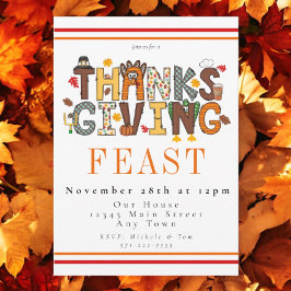 Festive Thanksgiving Feast Turkey Football Löv Inbjudningar