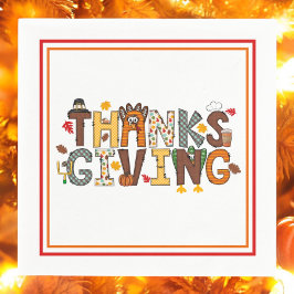 Festive Thanksgiving Feast Turkey Football Löv Pappersservett