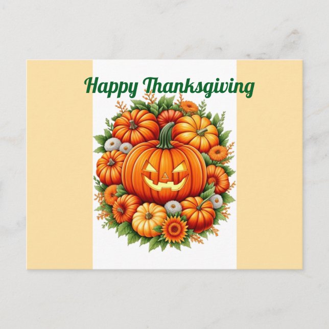 Festive Thanksgiving Pumpkin Vykort (Framsida)