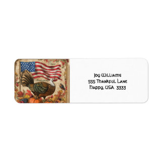 Festive Thanksgiving Stickers med Turkiet Returadress Etikett