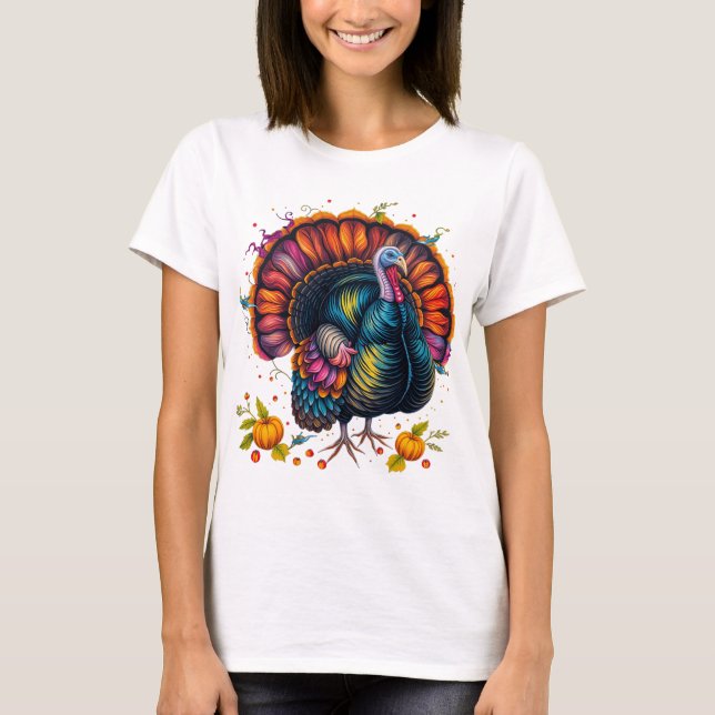 Festive Thanksgiving Turkey T-Shirt (Framsida)