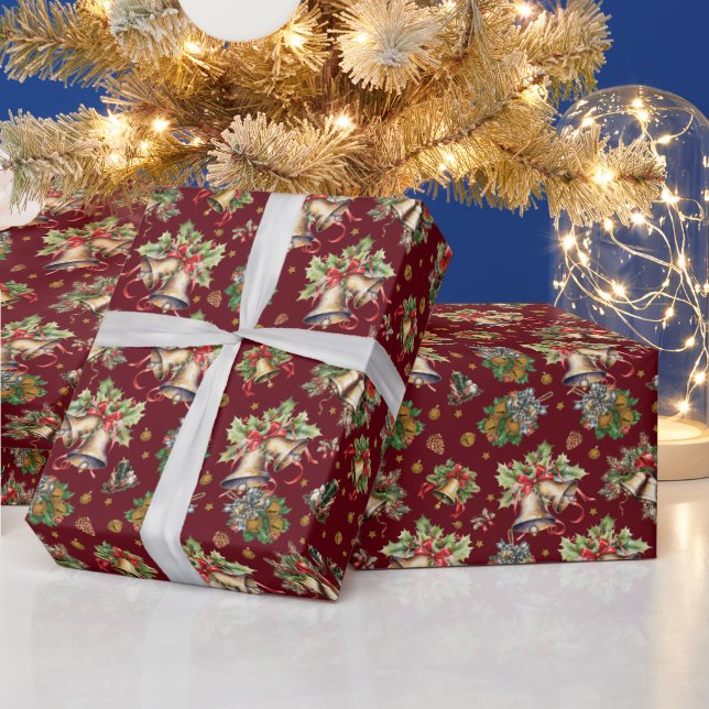 Festive Tiad-jul klockor mönster Presentpapper (Helgdagar)