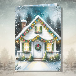 Festive Tiny Home-jul Helgkort