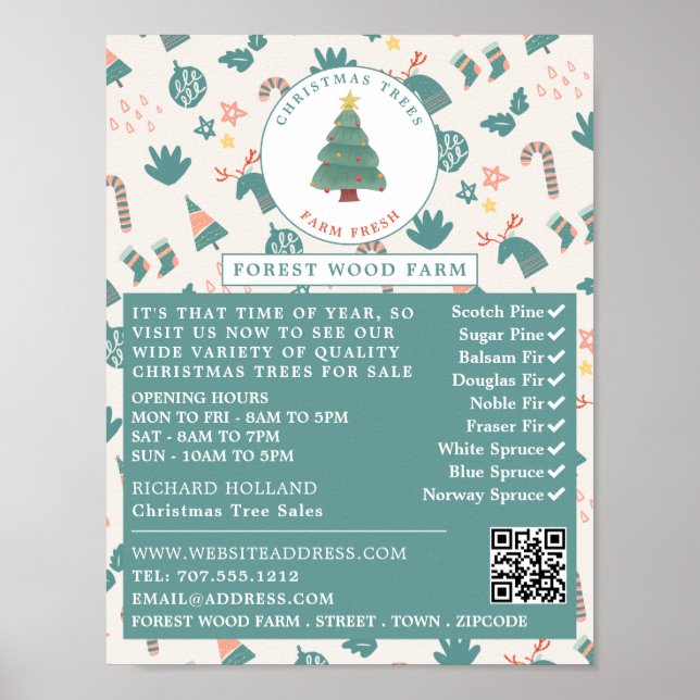 Festive Träd & Background, Julgran Sales Poster (Framsidan)