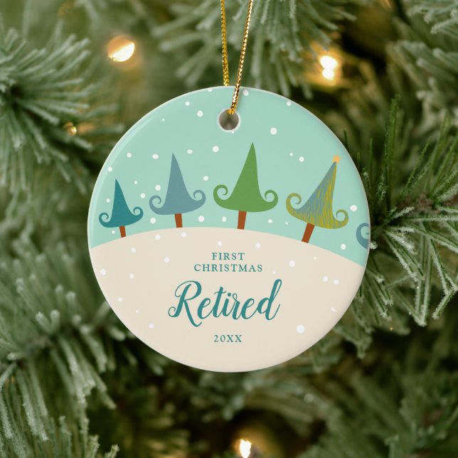 Festive Träd Personlig Första julen Återpensionera Julgransprydnad Keramik (Träd)