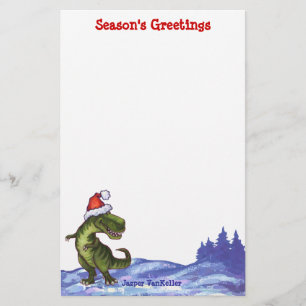 Festive TRex Dino Anpassningsbar Season hälsningar Brevpapper