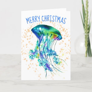 Festive Tropical Jellyfish jul Helgkort