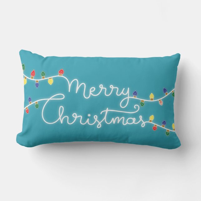 Festive Turcoise God jul Pillow Lumbarkudde (Framsida)