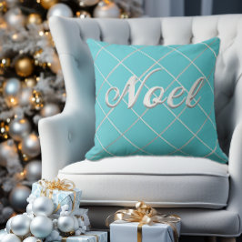 Festive Turcos Blue & Silver 'Noel' Decorative Kudde